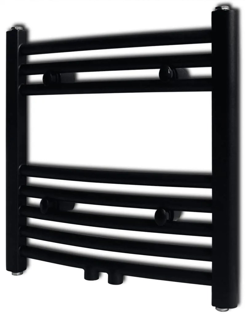 141912 vidaXL Aquecedor toalhas casa de banho curvo 480 x 480 mm preto