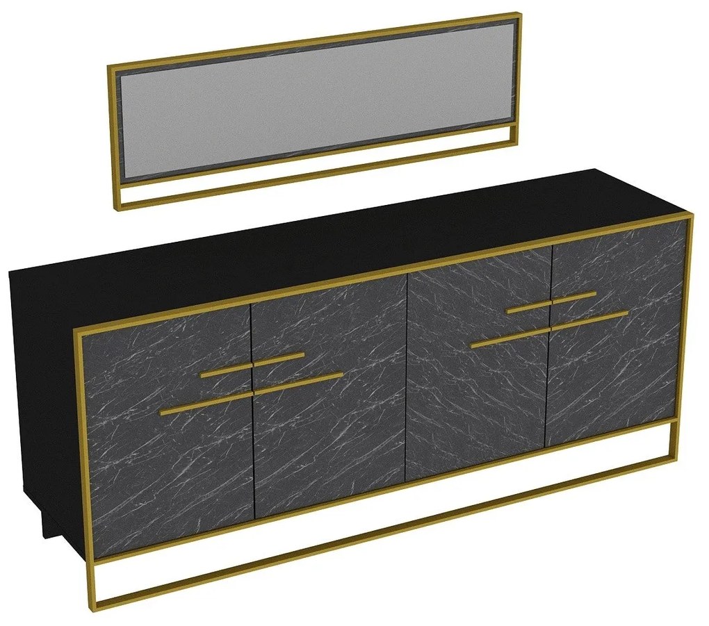 Console Polka – Gold Black – 179,9 x 75 x 47,3 cm