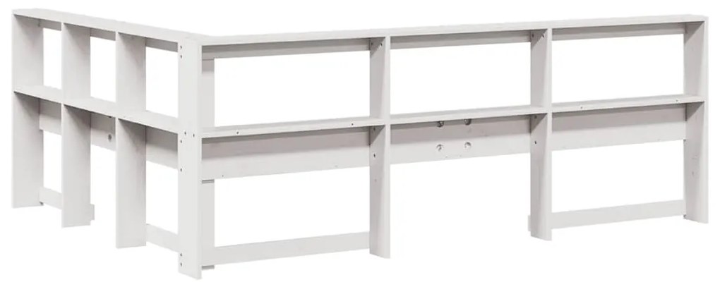 Estante cabeceira forma de L 135 cm madeira pinho maciça branco