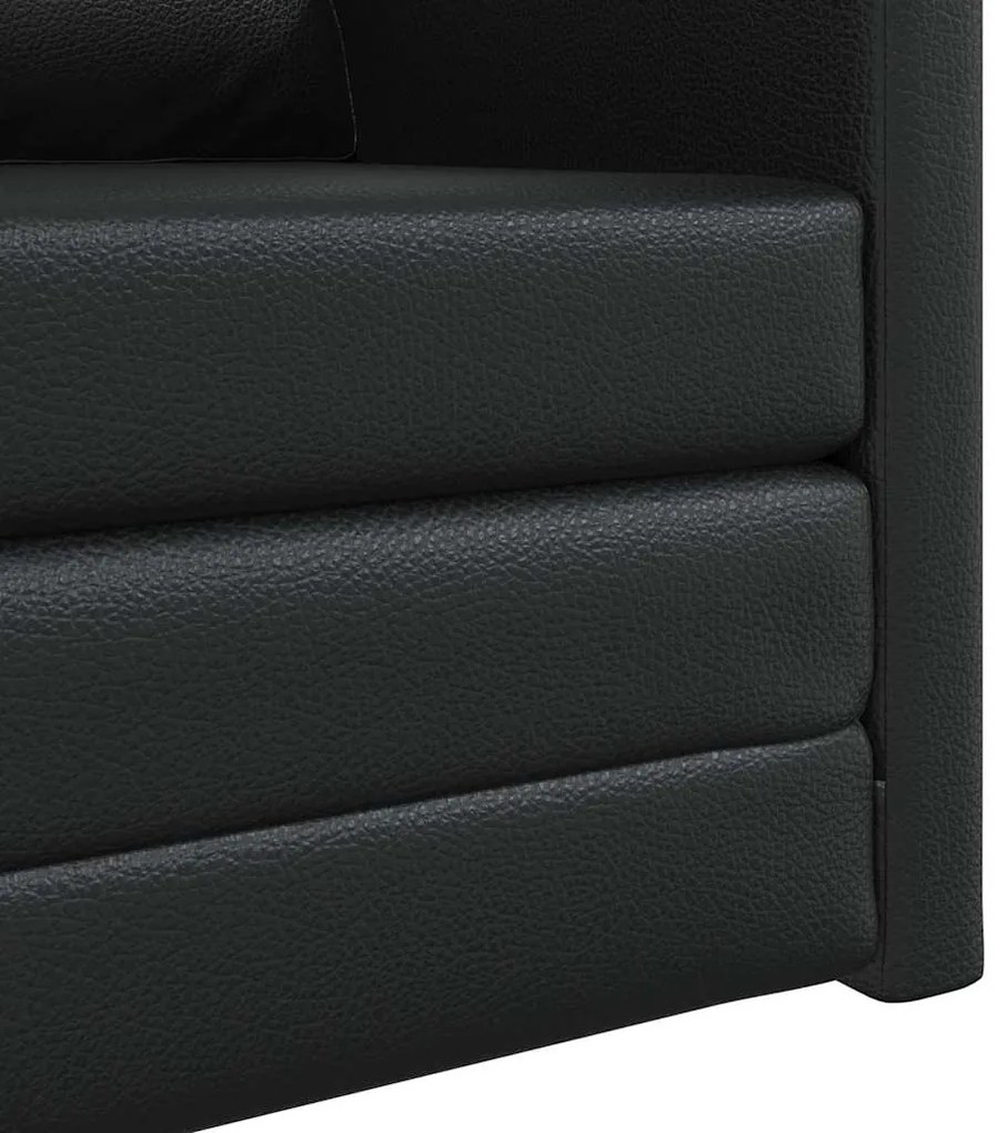 Sofá-Cama de Piso 2-em-1 Preto 74x77x81 cm Couro Sintético