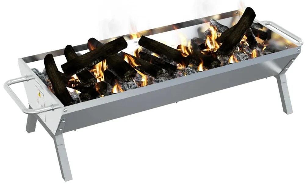 Tabuleiro de churrasco 118x42x30,5 cm aço inoxidável prateado
