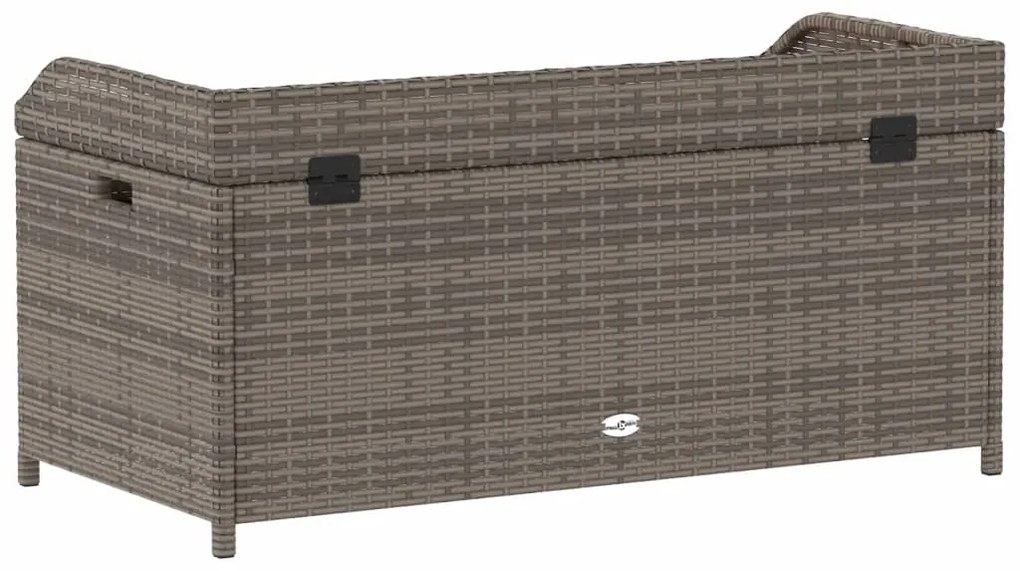 Banco de arrumação 100x50x52 cm vime PE e madeira acácia cinza