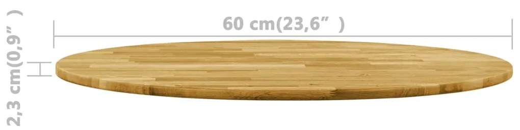 Tampo de mesa madeira de carvalho maciça redondo 23 mm 600 mm