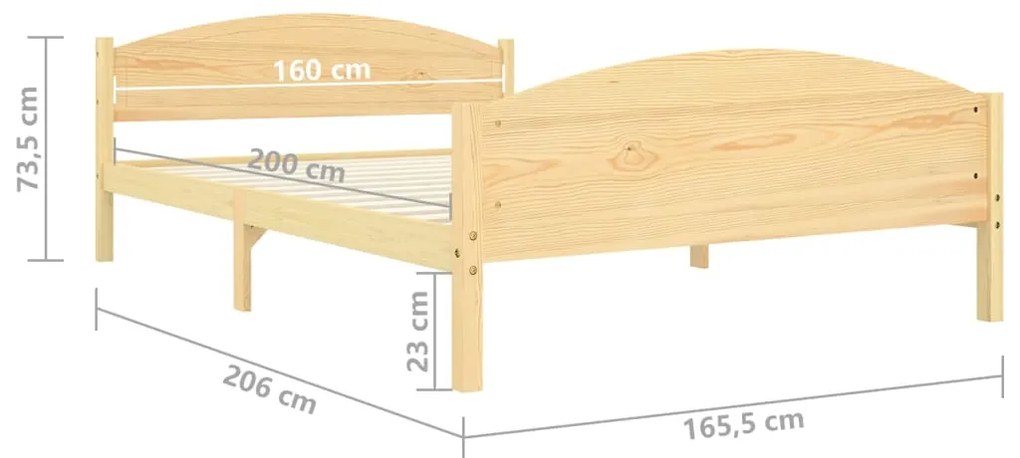 Estrutura de cama 160x200 cm madeira pinho maciço