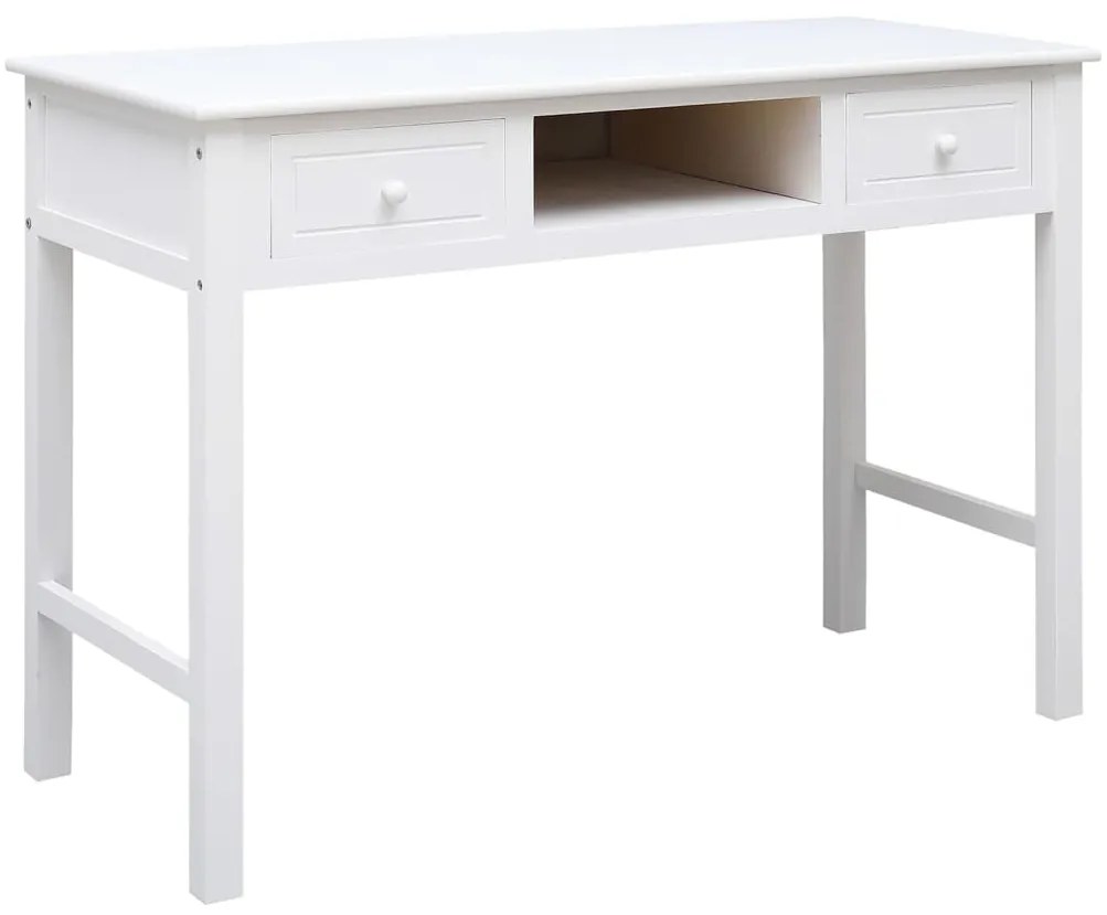 Secretária 108x45x76 cm madeira de paulownia maciça branco