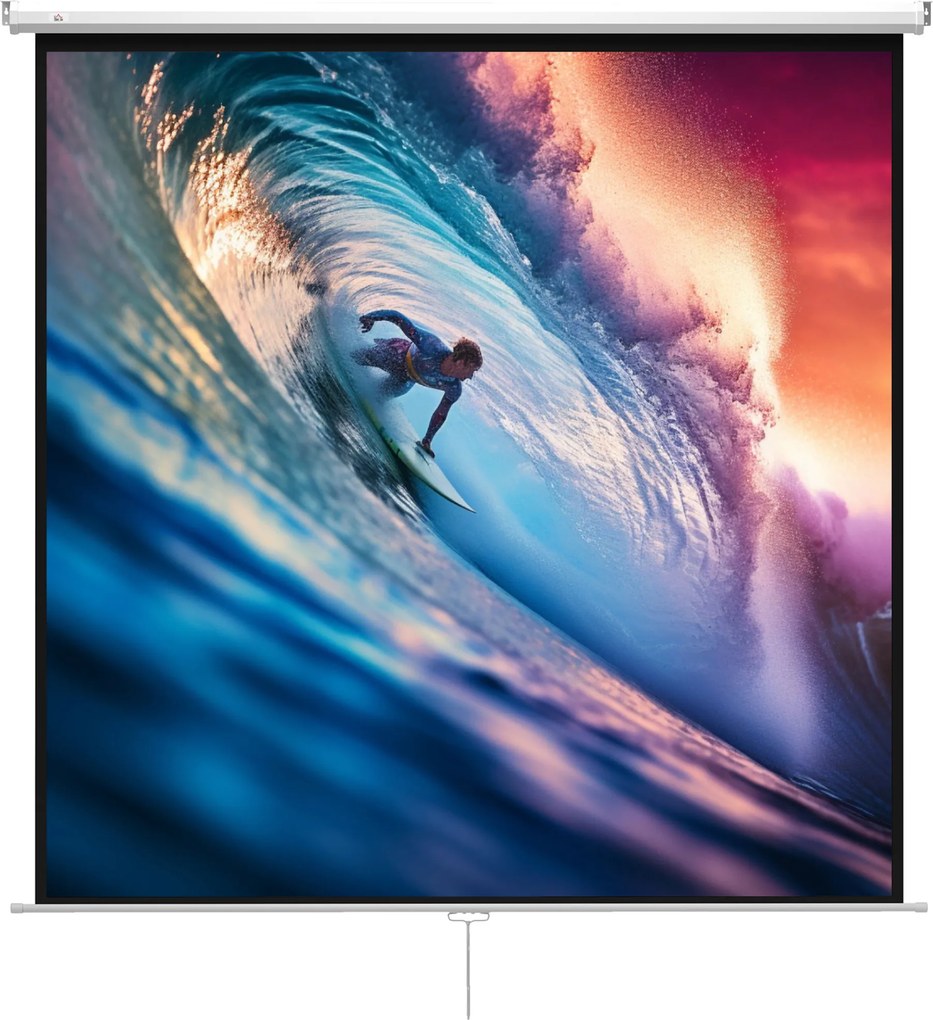 HOMCOM Tela de Projeção Manual 120 Polegadas Portátil Formato 1:1 para Interior e Exterior Cinema em Casa 207x207 cm Branco | Aosom Portugal
