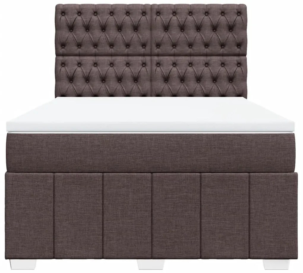 Cama com molas/colchão 160x200 cm tecido castanho-escuro
