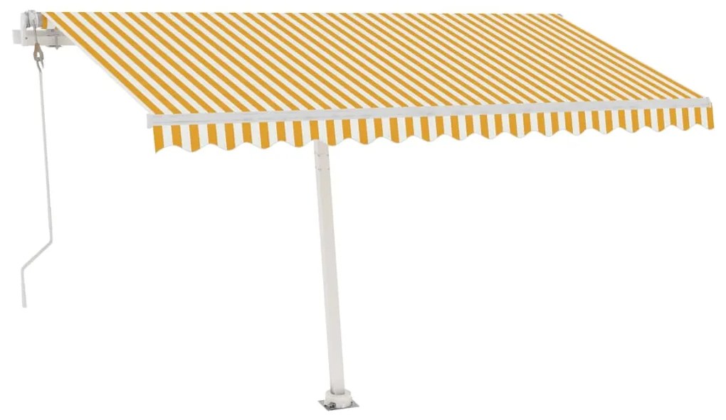 Toldo automático LED e sensor de vento 400x350cm amarelo/branco