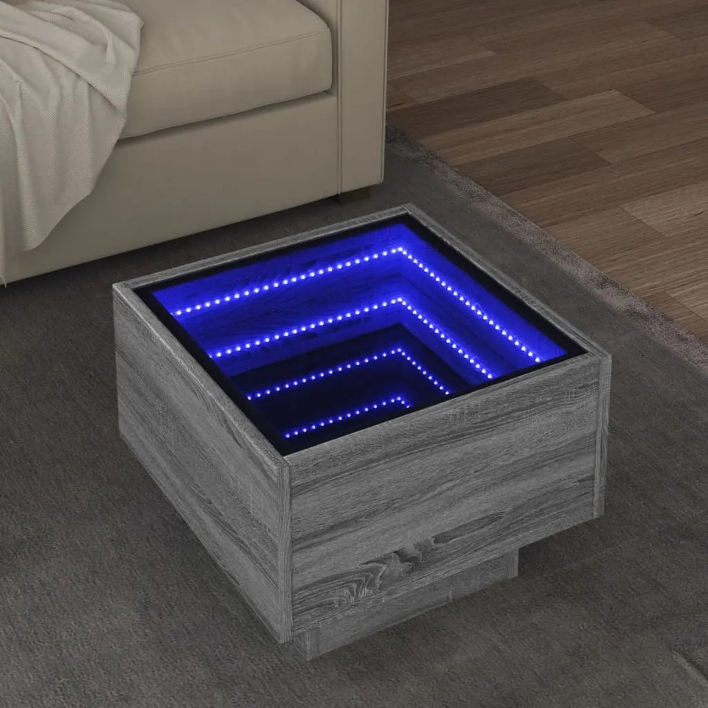 vidaXL Mesa de apoio c/ LEDs 40x40x30 cm derivados de madeira