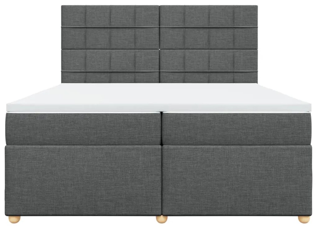Cama com molas/colchão 200x200 cm tecido cinzento-escuro