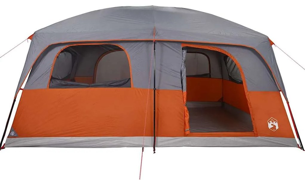 Tenda familiar para 10 pessoas impermeável cinzento e laranja