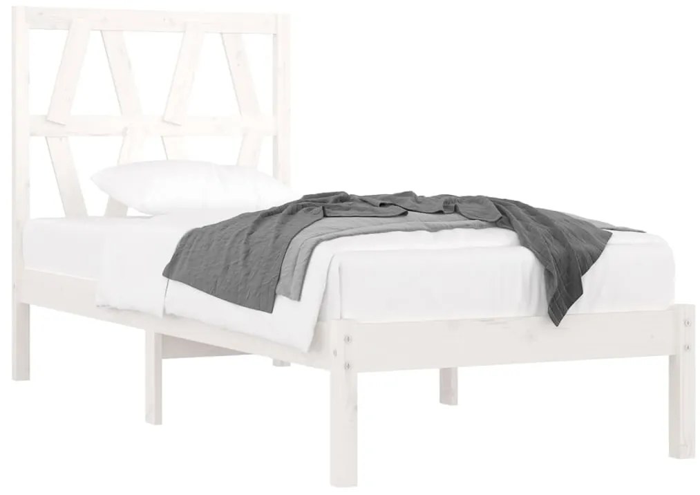 Estrutura de cama 90x200 cm pinho maciço branco