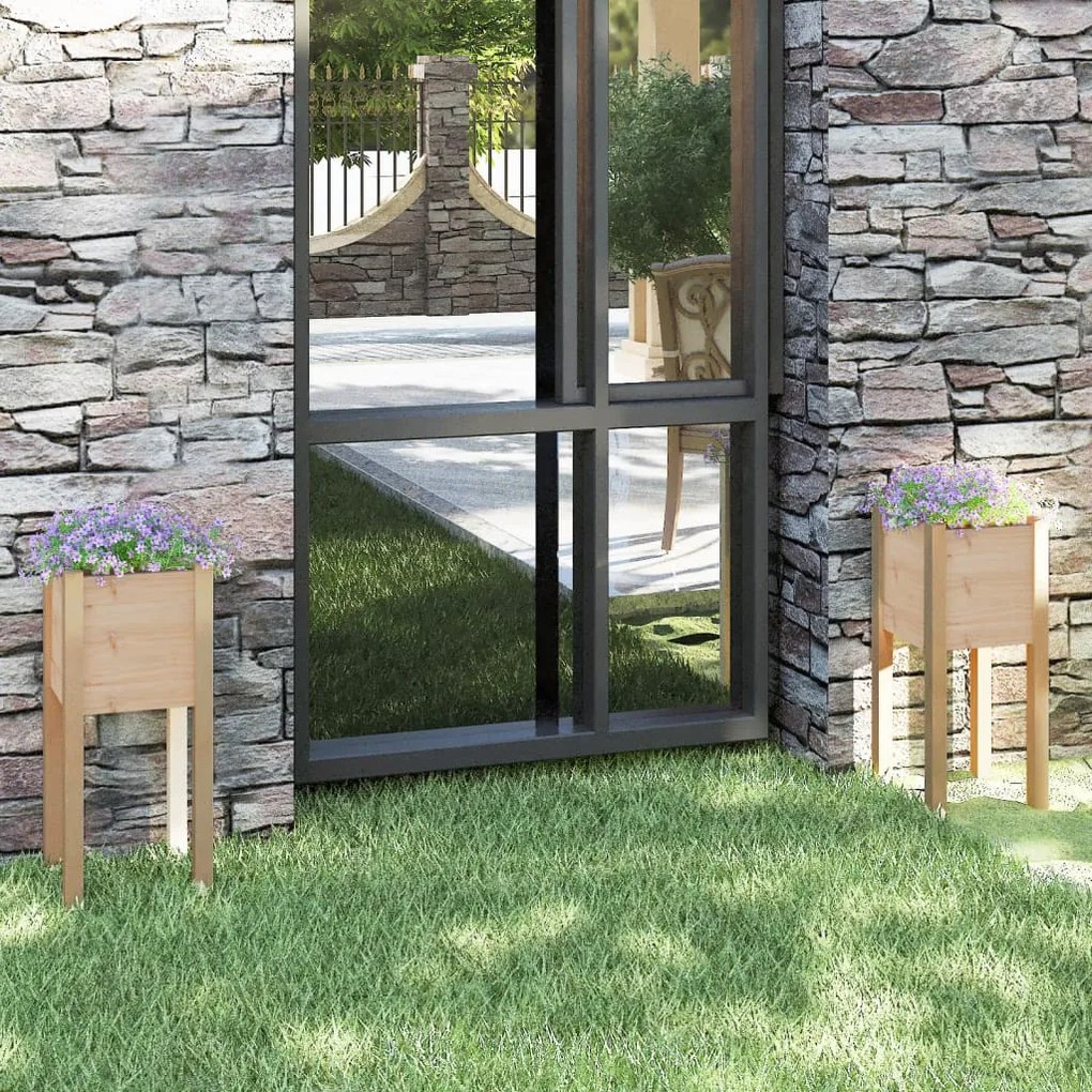 vidaXL Vasos/floreiras de jardim 2 pcs 31x31x70 cm pinho maciço