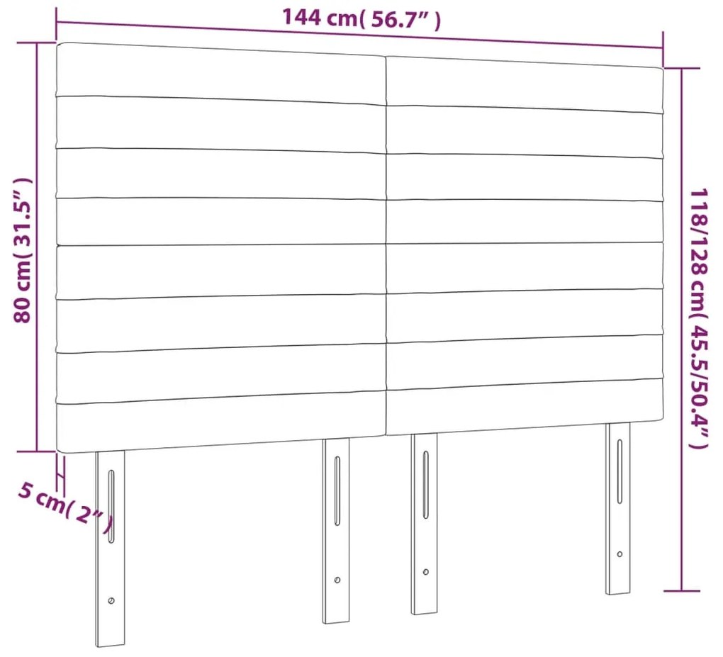 Cabeceira de cama 4 pcs tecido 72x5x78/88 cm castanho-escuro