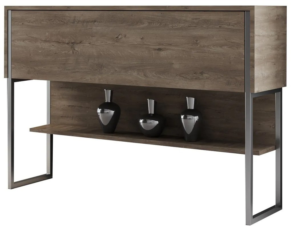 Cômoda Luxe – Prateada e Nogal – 120 x 80 x 30 cm
