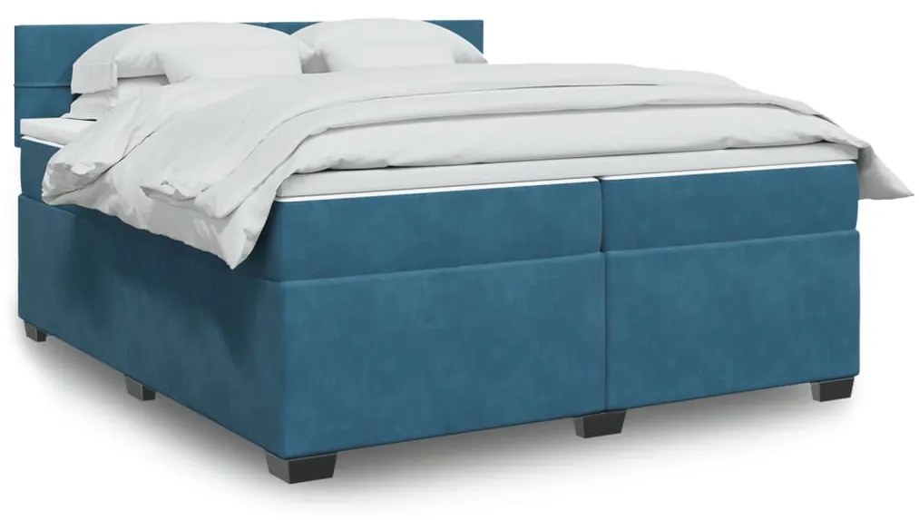 vidaXL Cama com molas/colchão 200x200 cm veludo azul