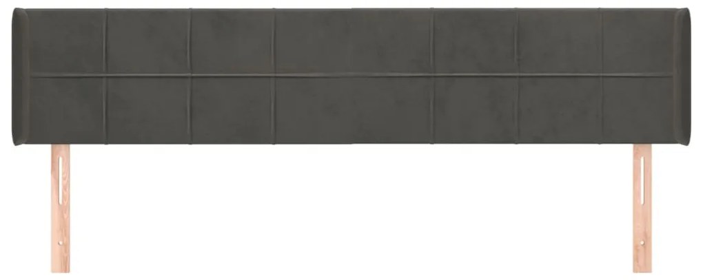Cabeceira de cama c/ abas veludo 203x16x78/88cm cinzento-escuro