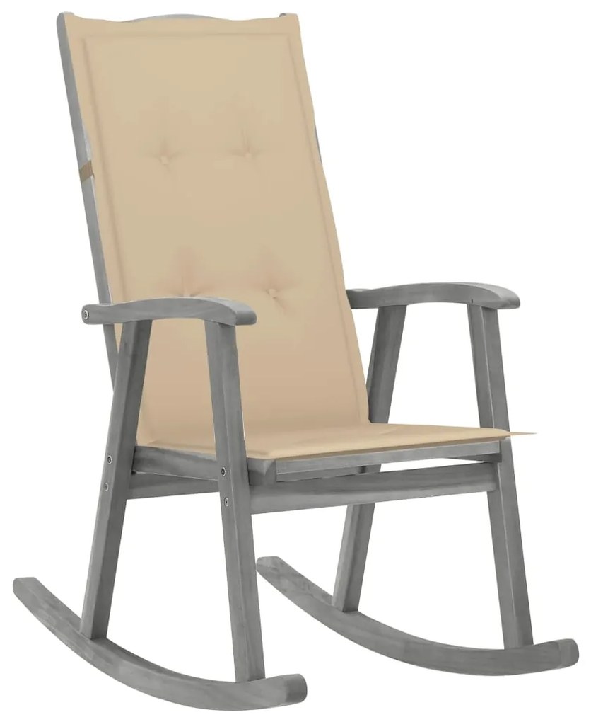 3064212 vidaXL Cadeira de baloiço com almofadões acácia maciça cinzento