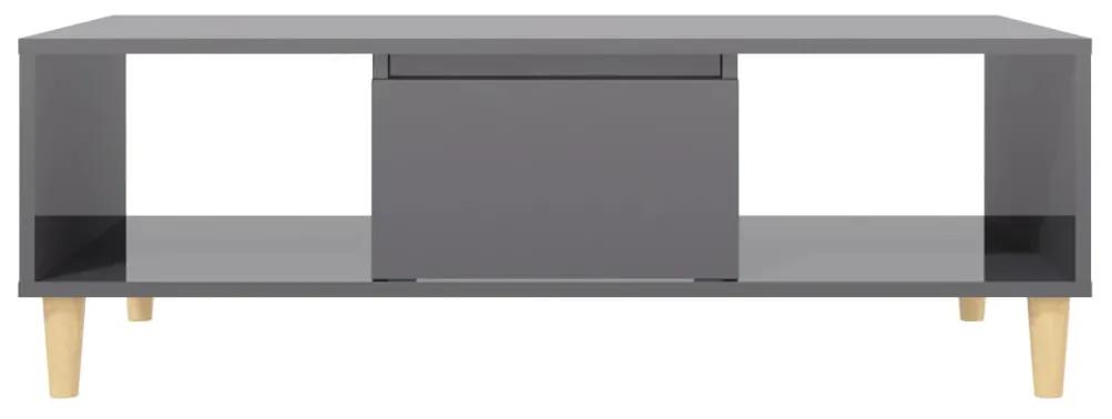 Mesa de centro 103,5x60x35 cm contraplacado cinzento brilhante