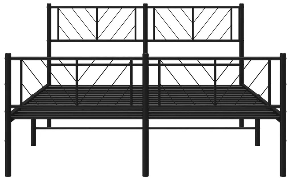 Estrutura de cama com cabeceira e pés 140x190 cm metal preto