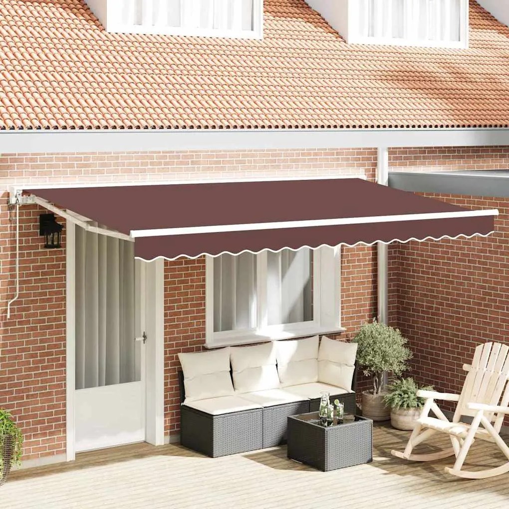 vidaXL Toldo Retrátil Manual Castanho 400x200 cm
