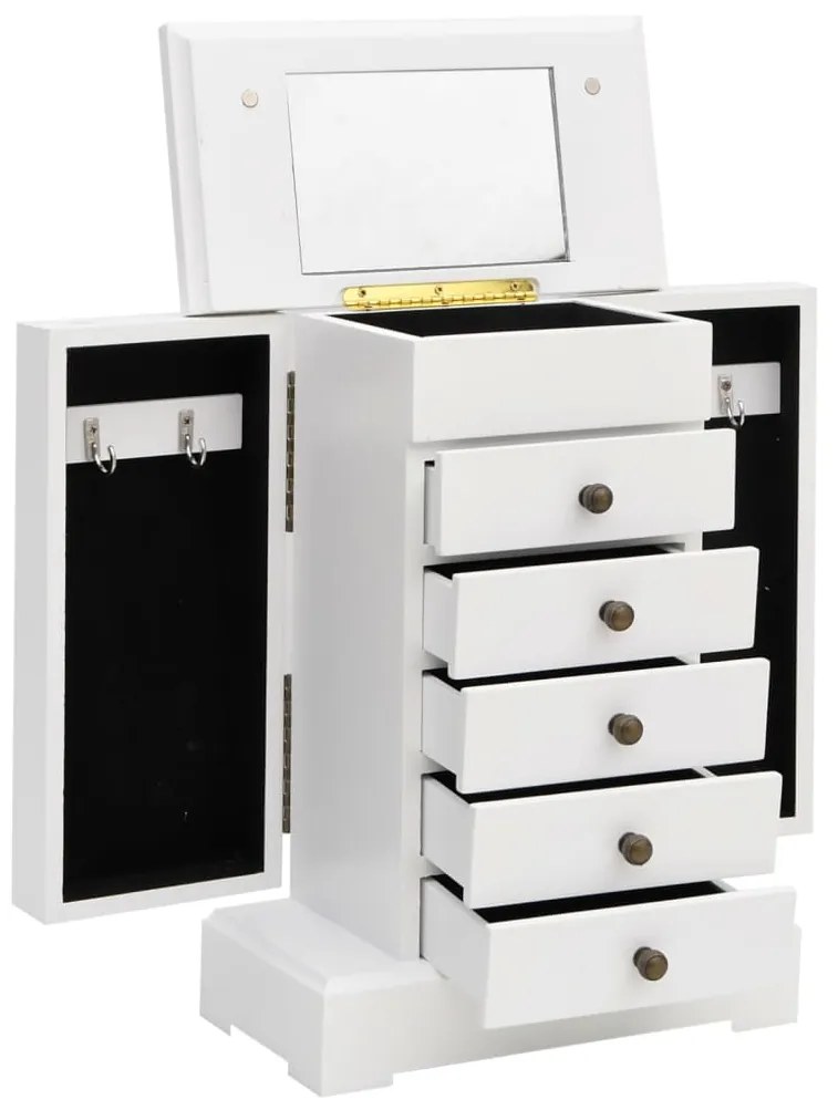 vidaXL Guarda-joias com espelho MDF 25x13,5x34 cm