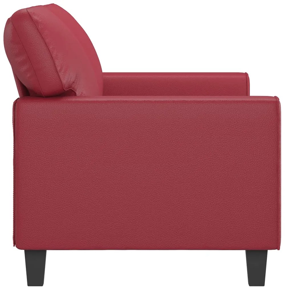 Sofá de 2 lugares 140 cm couro artificial vermelho tinto