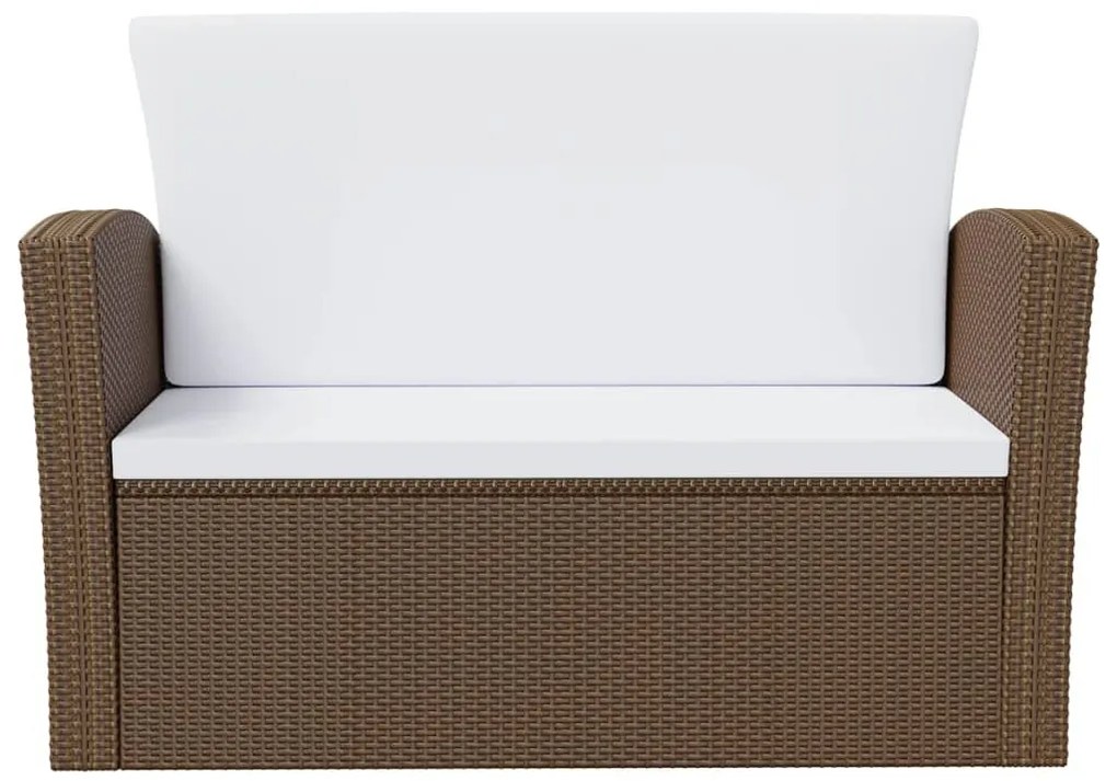 8 pcs conjunto lounge jardim c/ almofadões vime PE castanho