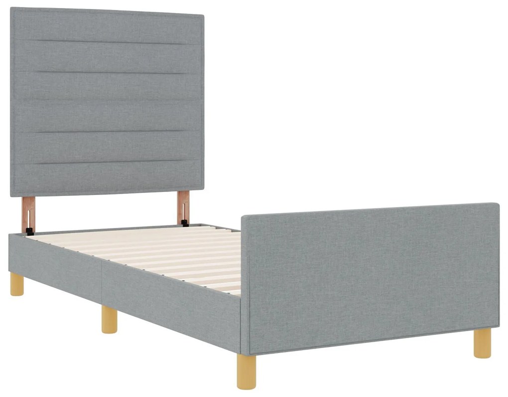 Cama vidaXL Cinza Claro 90x200 cm Tecido