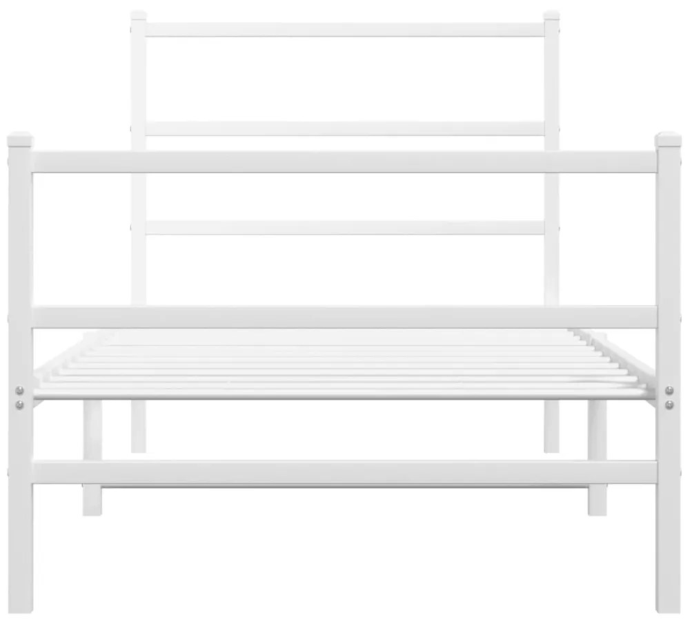 Estrutura de cama com cabeceira e pés 90x200 cm metal branco