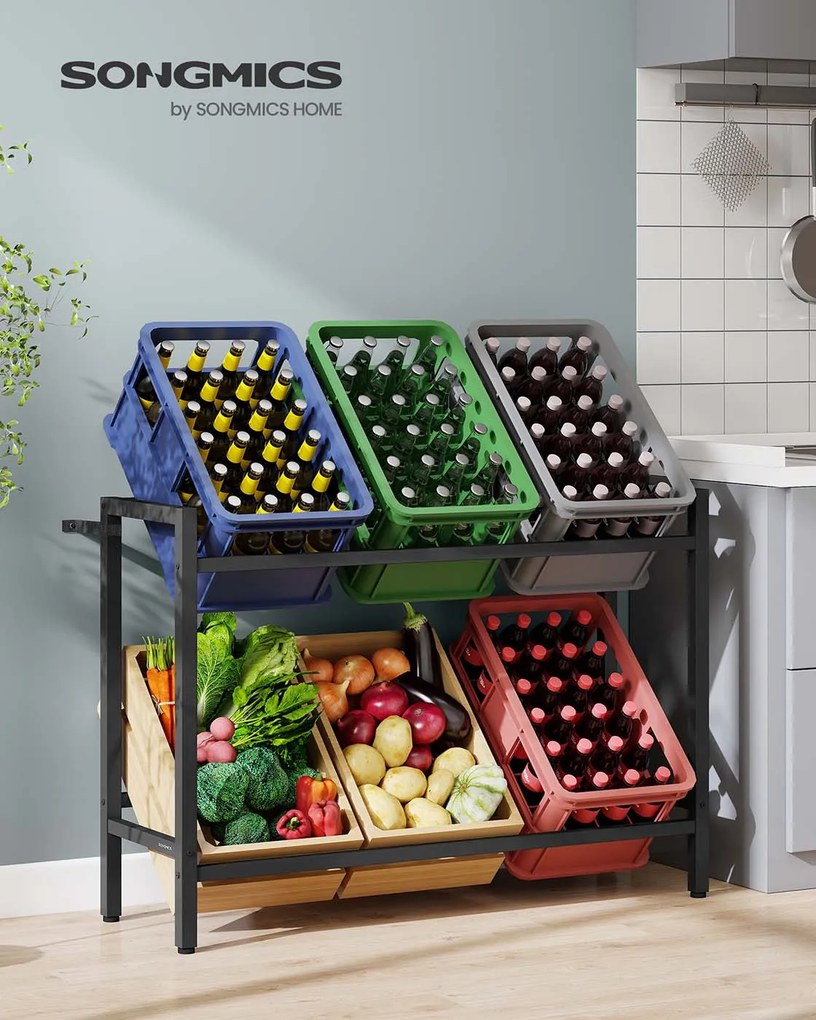 Estante para caixas de bebidas 36 x 105 x 81,1 cm com 2 níveis para 6 caixas Preto
