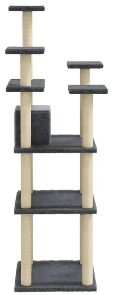 Árvore p/ gatos c/ postes arranhadores sisal 171cm cinza-escuro