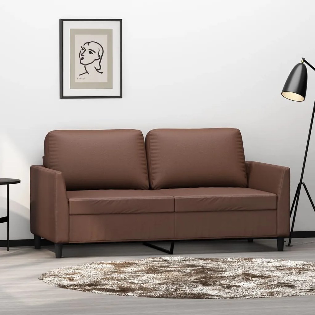 vidaXL Sofá de 2 lugares 140 cm couro artificial castanho