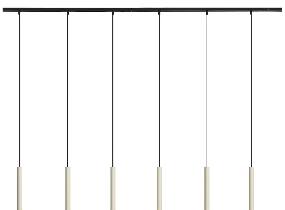 Sistema de iluminação de trilho moderno com 6 pendentes bege e preto monofásico - Slimline Keno
