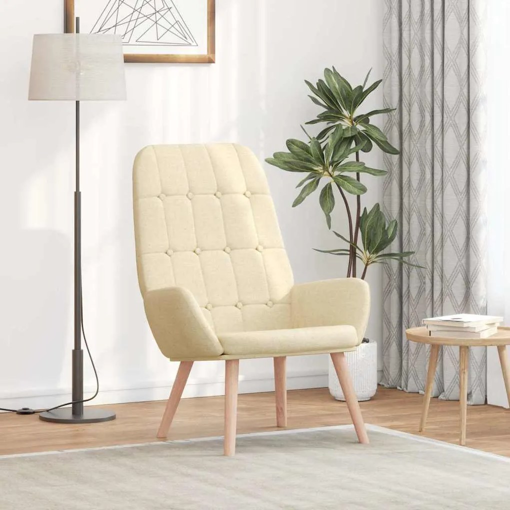 vidaXL Cadeira de descanso tecido cor creme