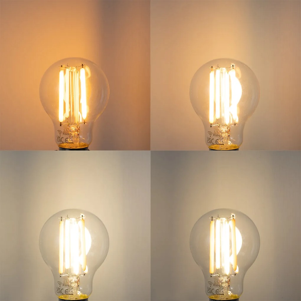 Lâmpadas LED Inteligentes E27 Dimmable Kelvin A60 Transparentes 7W 806lm 1800-3000K