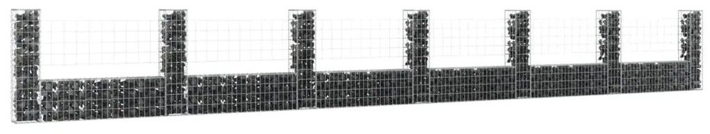 vidaXL Cesto gabião em forma de U c/ 7 postes 740x20x100 cm ferro