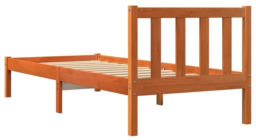 Estrutura de cama 90x190 cm madeira pinho maciça castanho cera