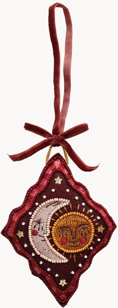 Ornamentos de Natal artesanais Sun and Moon, conjunto de 2
