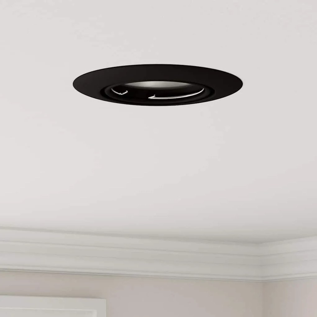Luminárias embutidas 24 pcs Redondas GU10 Preto Ø90 mm Aço