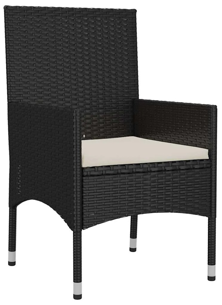 4 pcs conjunto lounge de jardim c/ almofadões vime PE preto