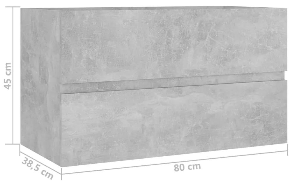 Armário lavatório 80x38,5x45 cm contraplacado cinzento cimento