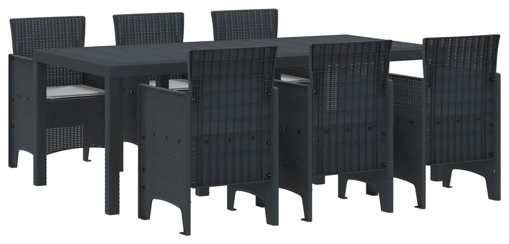 vidaXL Conjunto de Jantar para Jardim 7 pcs Antracite Polipropileno