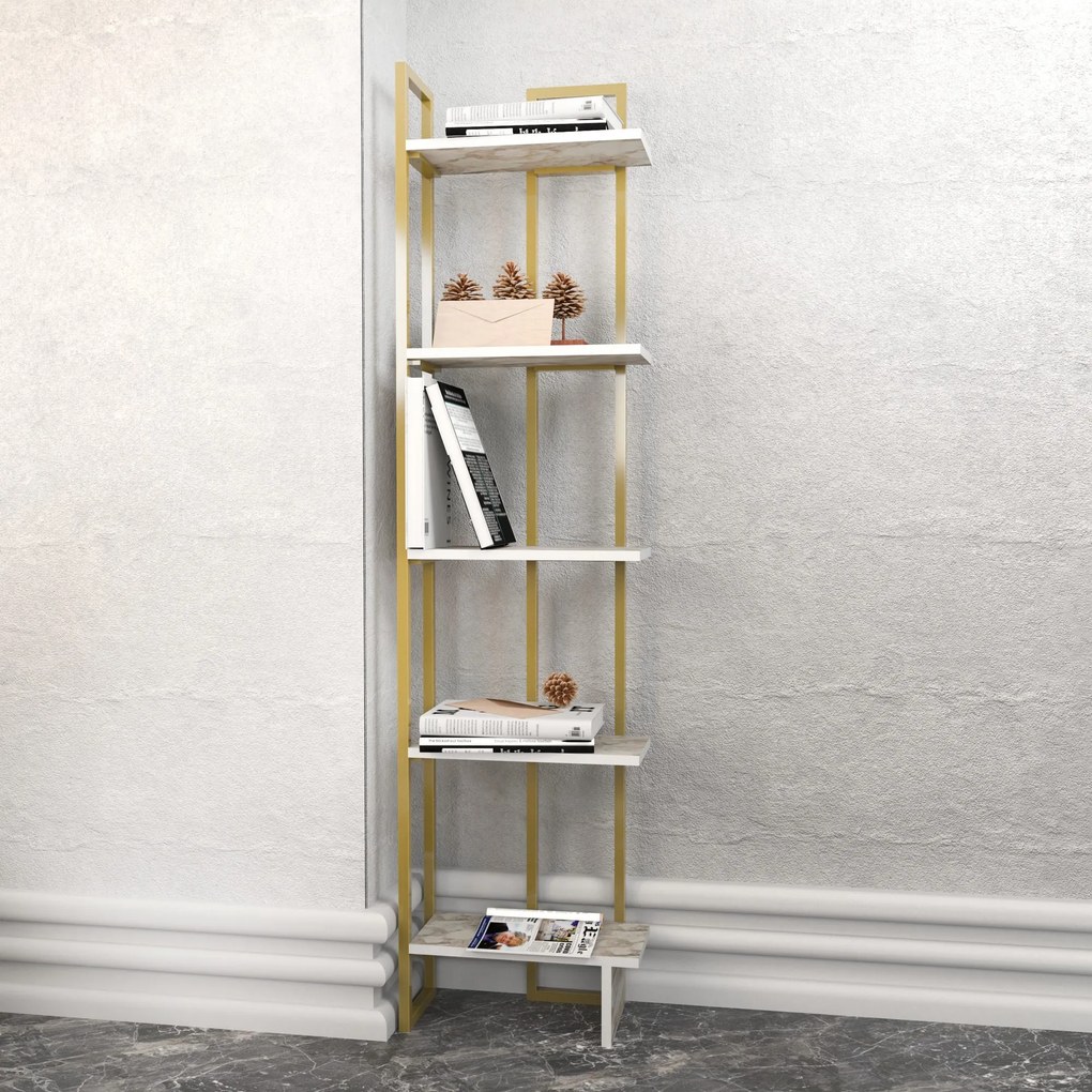 Estante Alice – Branco e Dourado – 45,2x21,6x180 cm