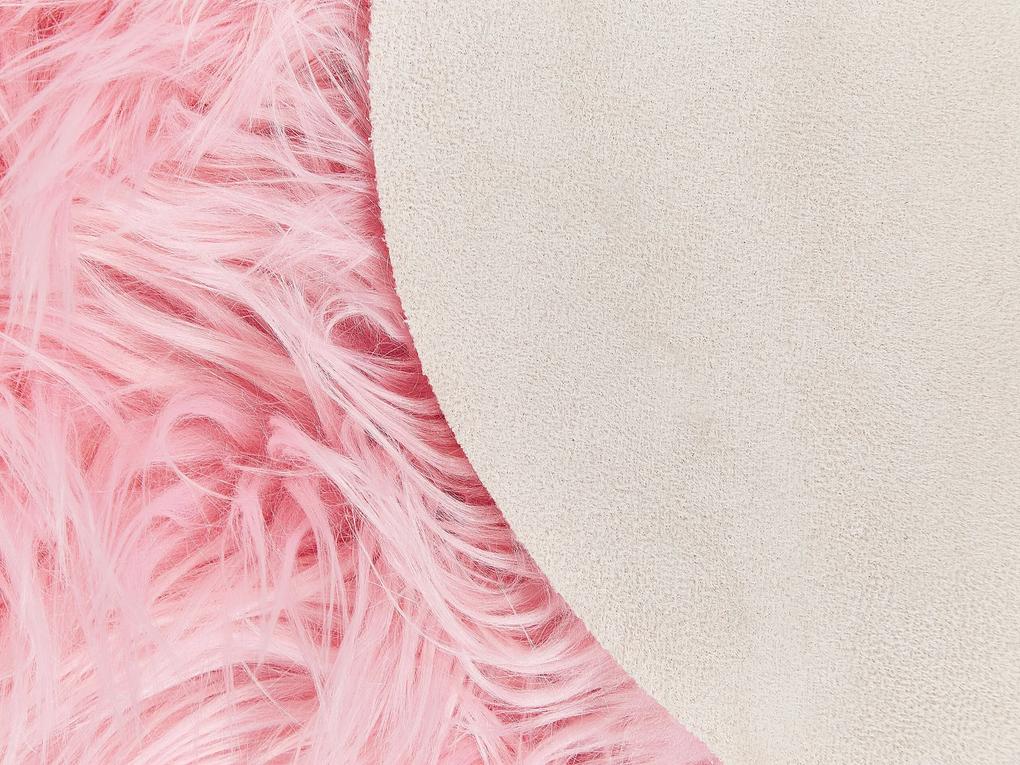 Tapete tipo pele de ovelha rosa 180 x 60 cm MAMUNGARI Beliani