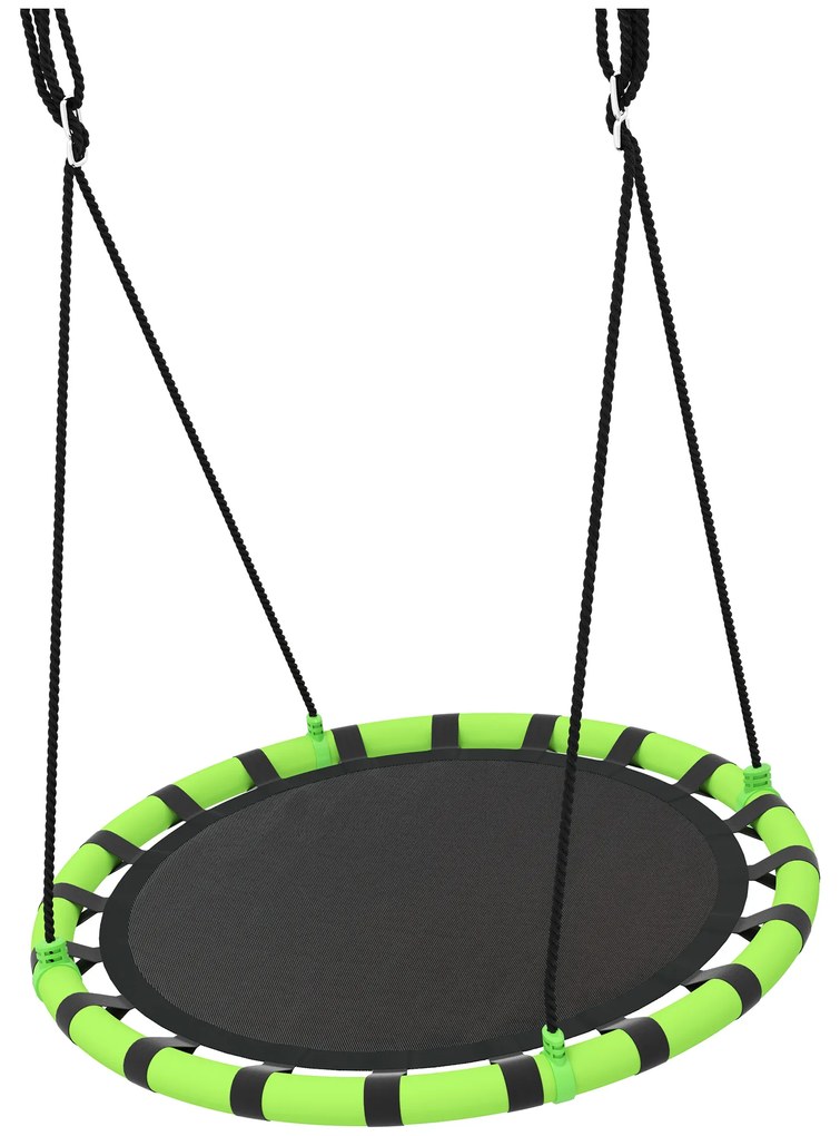 AIYAPLAY Baloiço para Crianças Redondo Baloiço de Jardim Infantil Ajustável Impermeável Carga 150 kg Ø100x180 cm Preto e Verde | Aosom Portugal