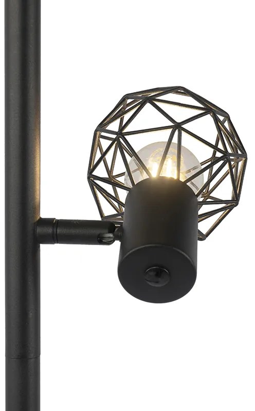 Candeeiro de pé design preto 3 luzes ajustáveis - Mesh Moderno,Design