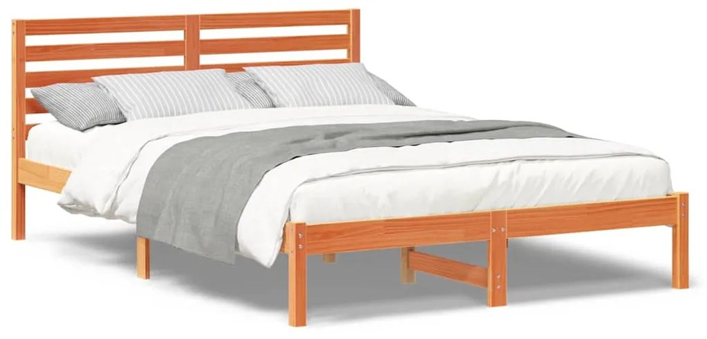 Estrutura da Cama com cabeceira Castanho-mel 140 x 210 cm
