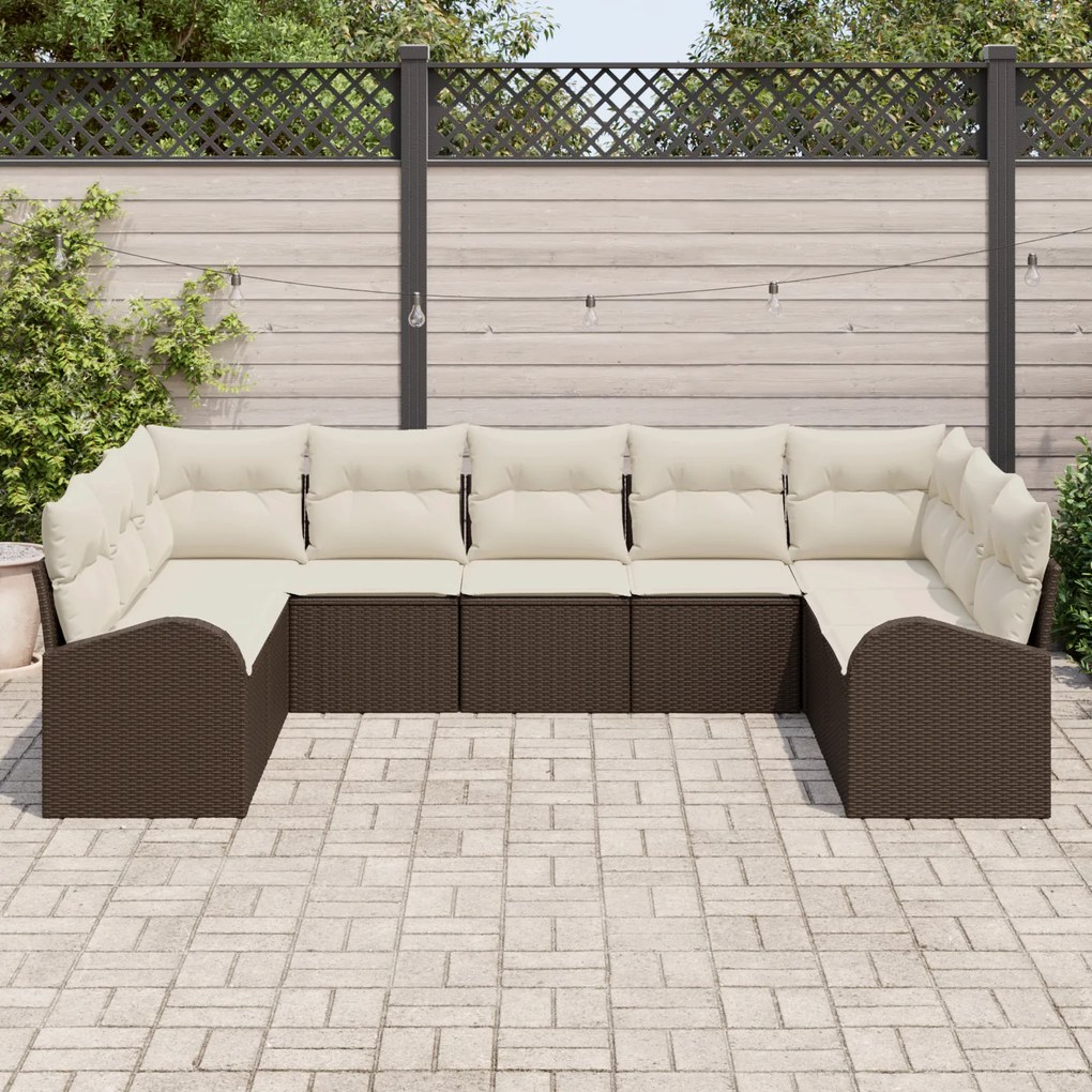 Conjunto de Sofás de Jardim VidaXL com Almofadas Castanho Rattan Polím