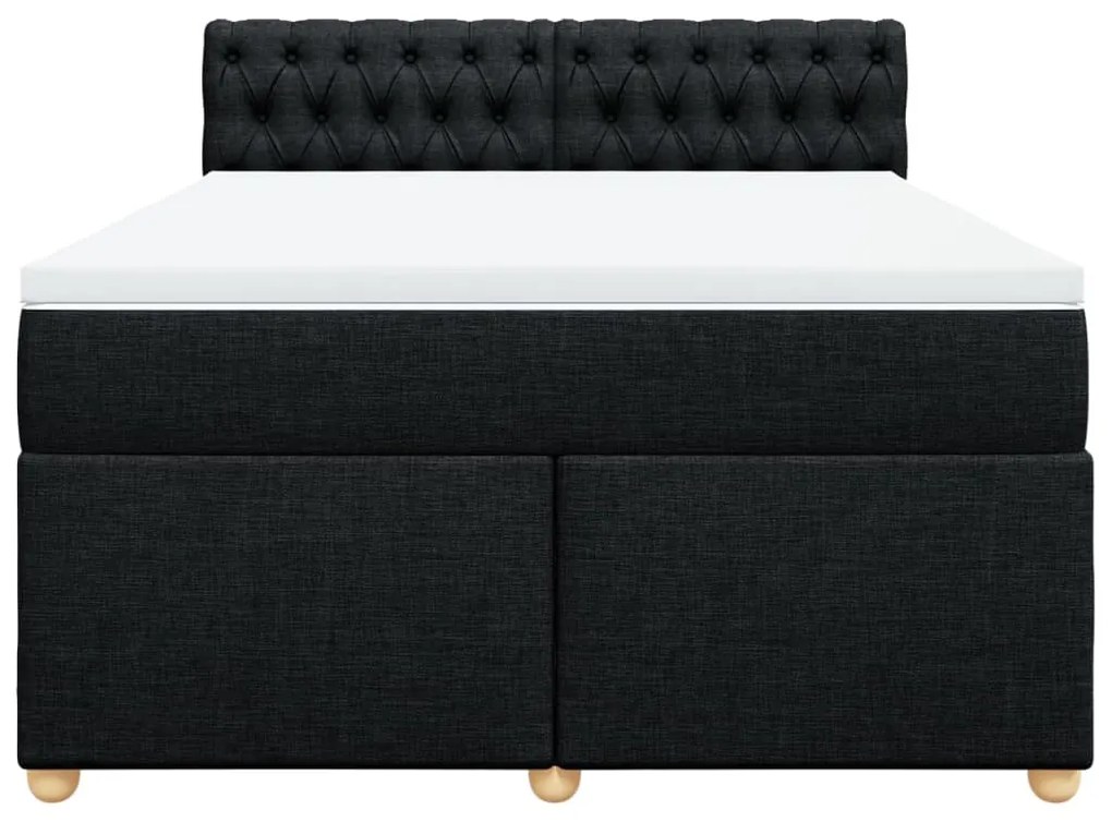 Cama com molas/colchão 140x200 cm tecido preto